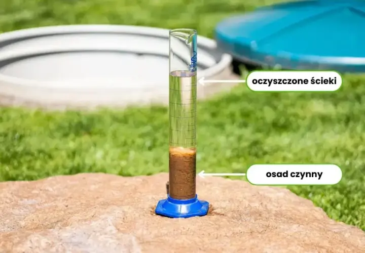 Osad czynny w probówce obok oczyszczonych ścieków. Zastanawiasz się, dlaczego śmierdzi z oczyszczalni biologicznej?