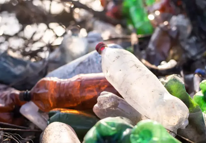 Góra śmieci z plastikowych butelek, pokazująca, ile rozkładają się plastikowe butelki.