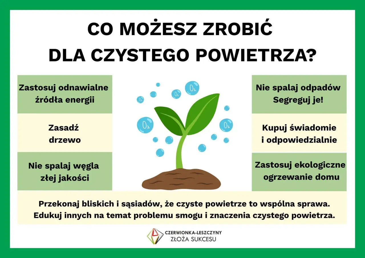 Zastosuj ekologiczne źródła energii, sadź drzewa i dbaj o czyste powietrze.