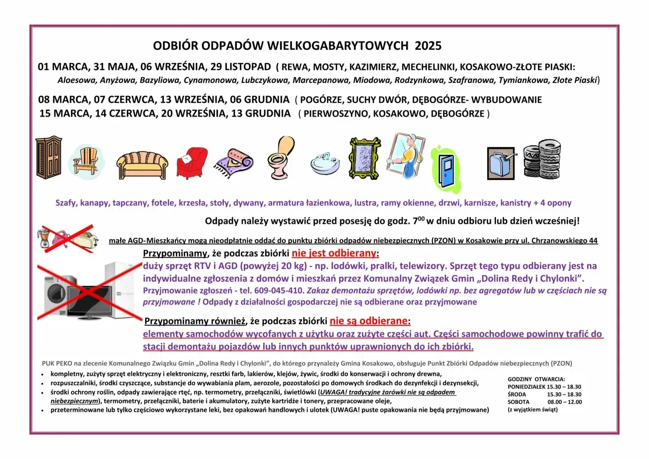 Odbiór odpadów wielkogabarytowych: co można wyrzucić na gabaryty to meble, sprzęt RTV/AGD, armatura łazienkowa, opony.